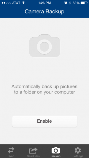 Interface iOS de validation de la sélection du dossier pellicule pour le backup