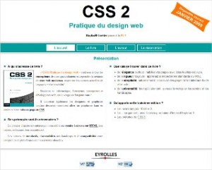 Page d'accueil du site publicitaire de réservation du livre CSS 2 — Pratique du design web de Raphaël Goetter